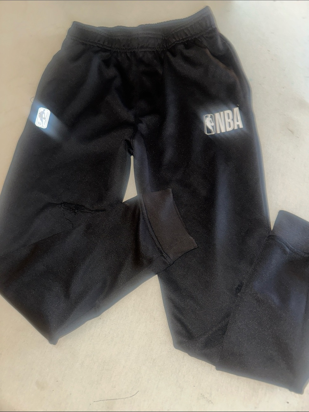 Kids Size 14/16 NBA Black Jogger Sweatpants with White Logos
